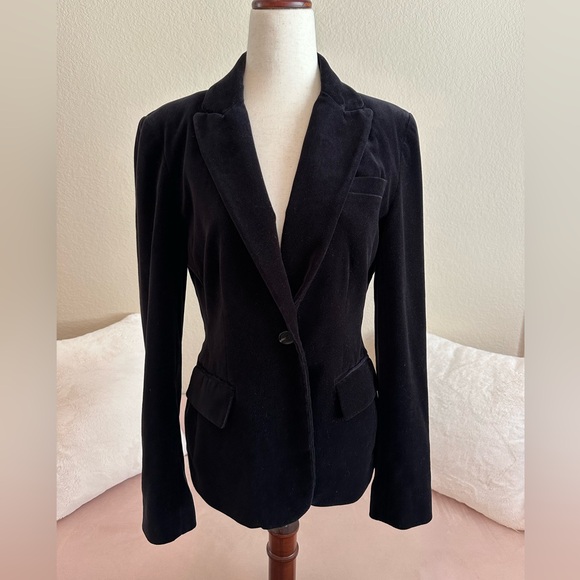 Vince Camuto Blazer Jacket Womens Size Black Velvet Flattering